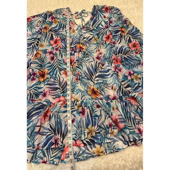 Time & Tru Women's Swimsuit Cover Tropical Print 100% Polyester Size XL (16-18) - Picture 8 of 10